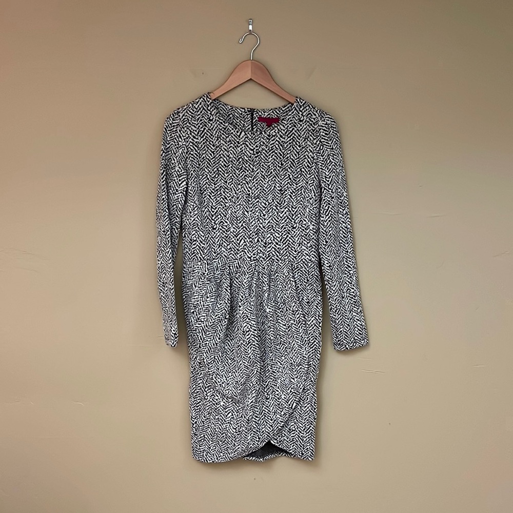 NWT Emploi | Chrystie faux-wrap front dress | Black/Cream | Size L